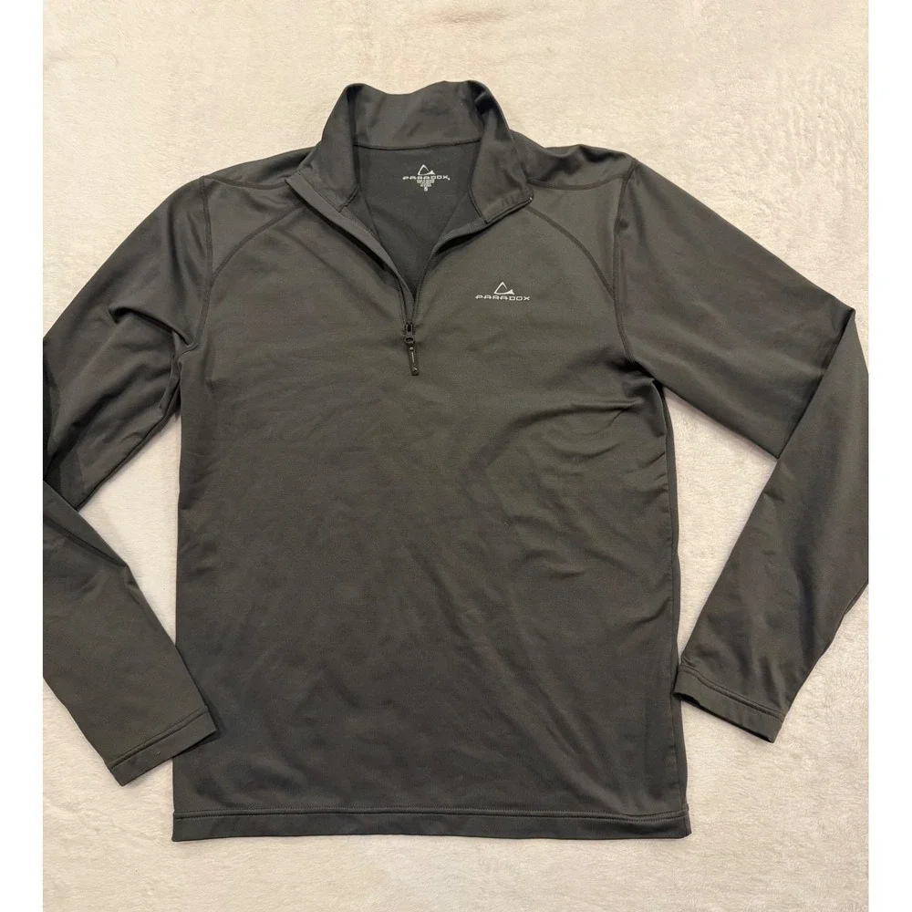 Paradox Mens Quarter Zip Pullover Charcoal Gray Active Performance‎ Top Small